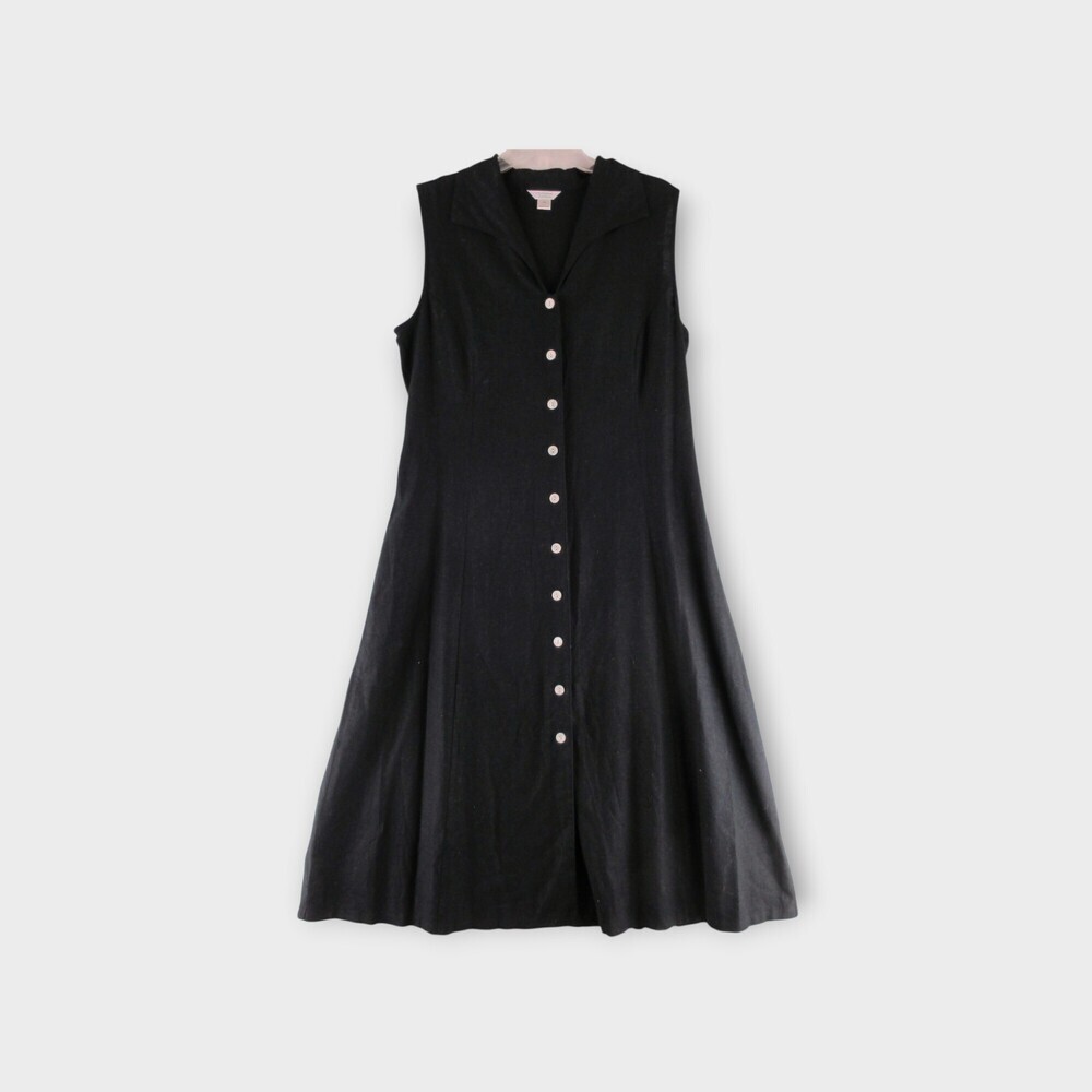 Christopher & Banks Sleeveless Button-Front Shirtdress Size 14 linen